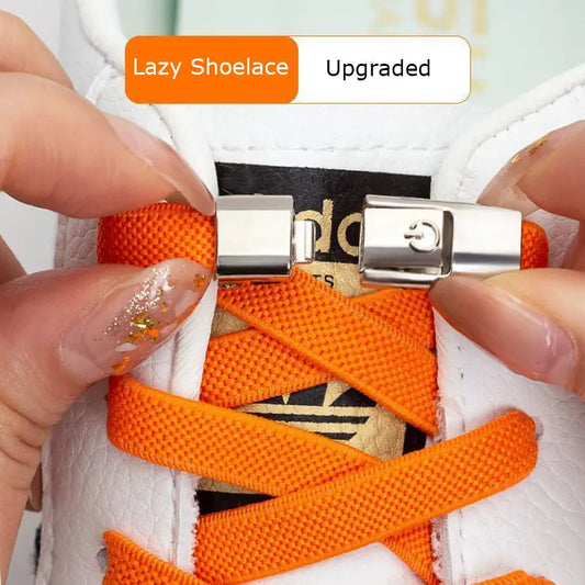 Press Lock No-Tie Elastic Shoelaces - 8MM Widened Flat Laces for Sneakers & Kids' Shoes Kreative