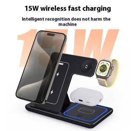 3-in-1 Foldable Fast Wireless Charger Stand | 15W LED Charging Station for iPhone, Apple Watch & AirPods eprolo