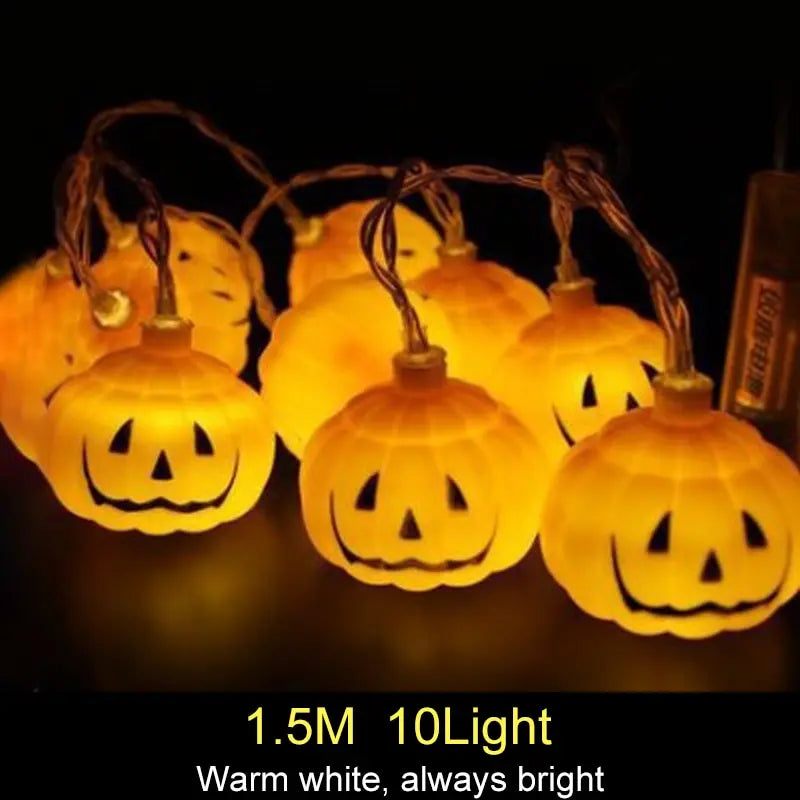 1.5m 10Led Halloween Pumpkin Ghost Skeletons Bat Spider Led Light String Festival Home Bar Party Decor Halloween Ornament eprolo