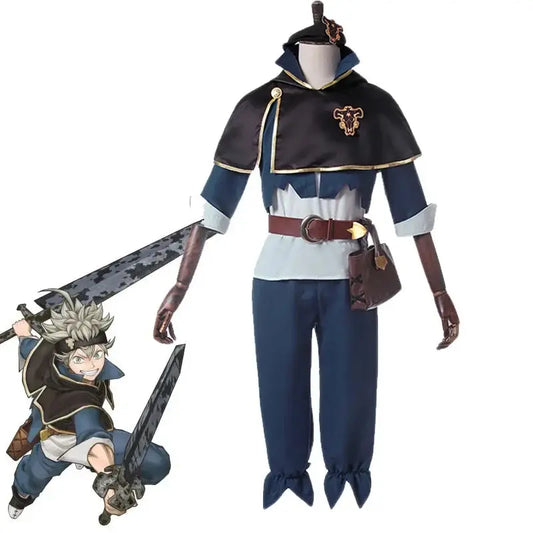 Anime Black Clover Asta Yuno Cosplay Costume Emperor Asta Uniform Tops Pants Cloak Bag Full Outfit Set Men Halloween Clothes eprolo